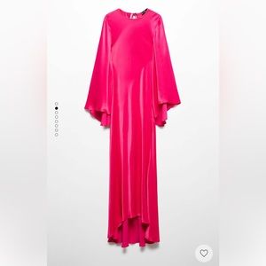 Mango flared-sleeve satin dress